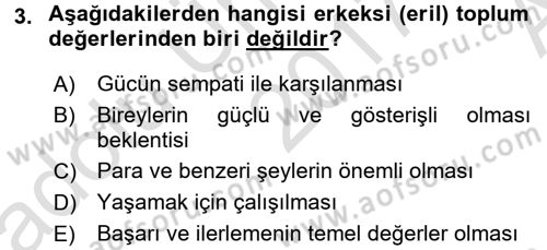 Türkiye´nin Toplumsal Yapısı Dersi 2017 - 2018 Yılı (Vize) Ara Sınav Soruları 3. Soru