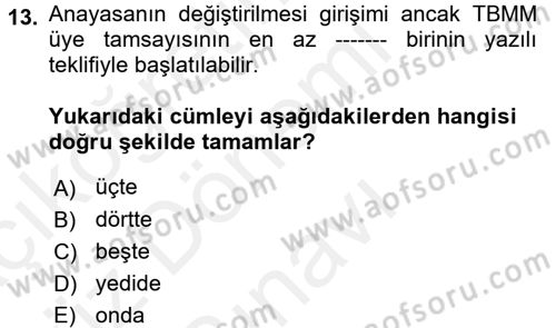 Türkiye´nin Toplumsal Yapısı Dersi 2017 - 2018 Yılı (Final) Dönem Sonu Sınav Soruları 13. Soru