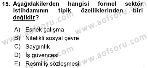 Türkiye´nin Toplumsal Yapısı Dersi 2017 - 2018 Yılı (Final) Dönem Sonu Sınav Soruları 15. Soru