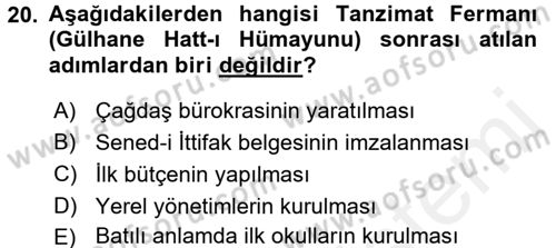 Türkiye´nin Toplumsal Yapısı Dersi 2017 - 2018 Yılı (Final) Dönem Sonu Sınav Soruları 20. Soru