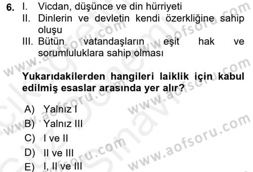 Türkiye´nin Toplumsal Yapısı Dersi 2017 - 2018 Yılı (Final) Dönem Sonu Sınav Soruları 6. Soru