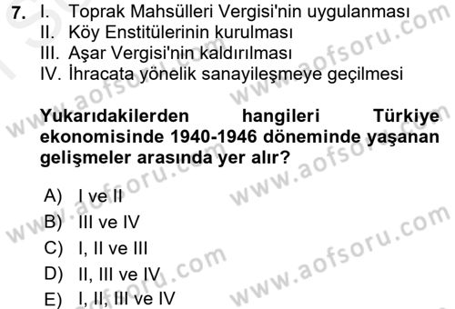 Türkiye´nin Toplumsal Yapısı Dersi 2017 - 2018 Yılı (Final) Dönem Sonu Sınav Soruları 7. Soru