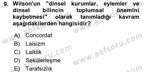 Türkiye´nin Toplumsal Yapısı Dersi 2017 - 2018 Yılı (Final) Dönem Sonu Sınav Soruları 9. Soru