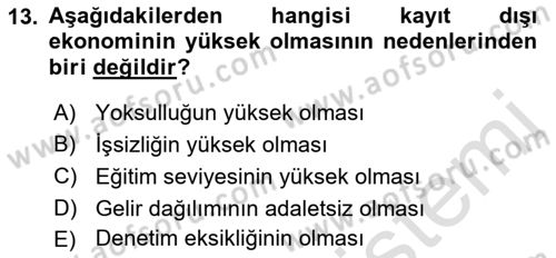 Türkiye´nin Toplumsal Yapısı Dersi 2018 - 2019 Yılı (Final) Dönem Sonu Sınav Soruları 13. Soru