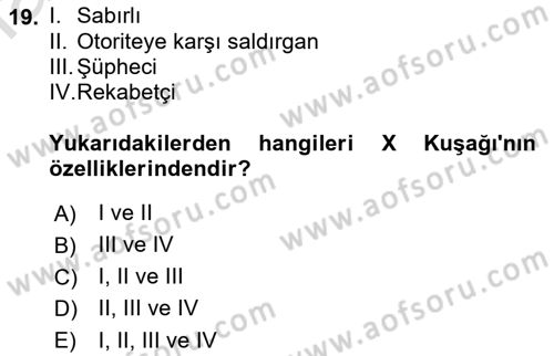 Türkiye´nin Toplumsal Yapısı Dersi 2018 - 2019 Yılı (Final) Dönem Sonu Sınavı 19. Soru