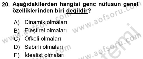 Türkiye´nin Toplumsal Yapısı Dersi 2018 - 2019 Yılı (Final) Dönem Sonu Sınav Soruları 20. Soru