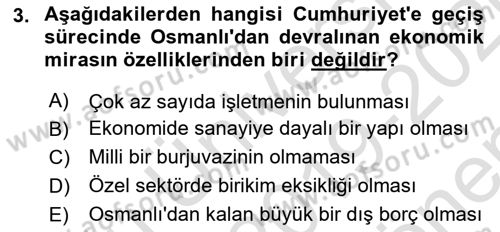 Türkiye´nin Toplumsal Yapısı Dersi 2018 - 2019 Yılı (Final) Dönem Sonu Sınav Soruları 3. Soru