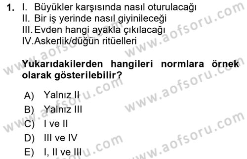 Türkiye´nin Toplumsal Yapısı Dersi 2019 - 2020 Yılı (Vize) Ara Sınavı 1. Soru