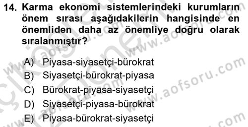 Türkiye´nin Toplumsal Yapısı Dersi 2019 - 2020 Yılı (Vize) Ara Sınavı 14. Soru