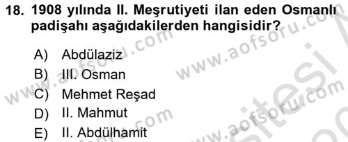 Türkiye´nin Toplumsal Yapısı Dersi Ara Sınavı Deneme Sınav Soruları 18. Soru