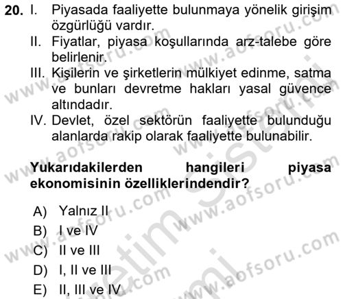 Türkiye´nin Toplumsal Yapısı Dersi 2019 - 2020 Yılı (Vize) Ara Sınavı 20. Soru