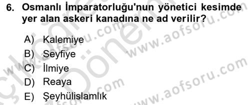 Türkiye´nin Toplumsal Yapısı Dersi Ara Sınavı Deneme Sınav Soruları 6. Soru