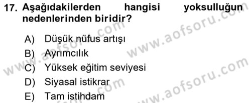 Türkiye´nin Toplumsal Yapısı Dersi 2019 - 2020 Yılı (Final) Dönem Sonu Sınav Soruları 17. Soru