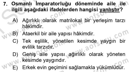 Türkiye´nin Toplumsal Yapısı Dersi 2019 - 2020 Yılı (Final) Dönem Sonu Sınav Soruları 7. Soru