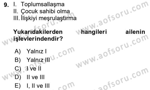 Türkiye´nin Toplumsal Yapısı Dersi 2019 - 2020 Yılı (Final) Dönem Sonu Sınav Soruları 9. Soru