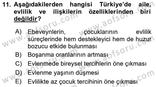 Türkiye´nin Toplumsal Yapısı Dersi 2020 - 2021 Yılı Yaz Okulu Sınav Soruları 11. Soru