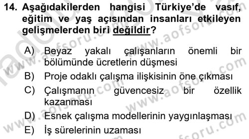 Türkiye´nin Toplumsal Yapısı Dersi 2020 - 2021 Yılı Yaz Okulu Sınav Soruları 14. Soru