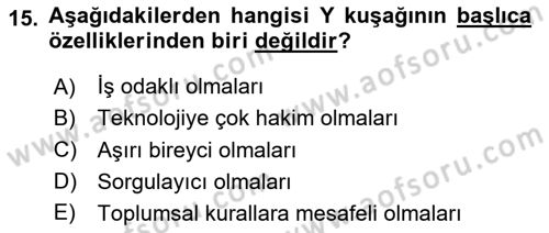 Türkiye´nin Toplumsal Yapısı Dersi 2020 - 2021 Yılı Yaz Okulu Sınav Soruları 15. Soru