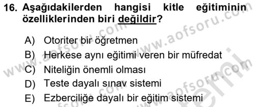 Türkiye´nin Toplumsal Yapısı Dersi 2020 - 2021 Yılı Yaz Okulu Sınav Soruları 16. Soru