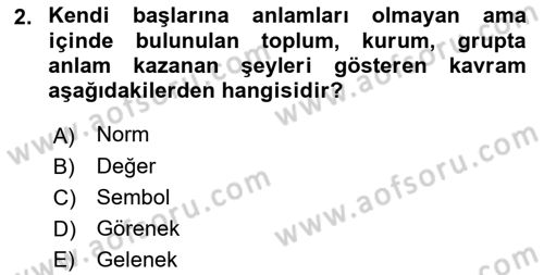 Türkiye´nin Toplumsal Yapısı Dersi 2020 - 2021 Yılı Yaz Okulu Sınav Soruları 2. Soru