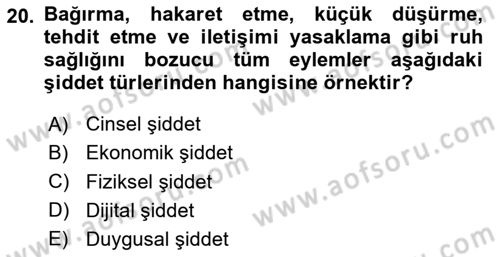 Türkiye´nin Toplumsal Yapısı Dersi 2020 - 2021 Yılı Yaz Okulu Sınav Soruları 20. Soru
