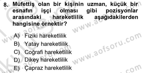 Türkiye´nin Toplumsal Yapısı Dersi 2020 - 2021 Yılı Yaz Okulu Sınav Soruları 8. Soru