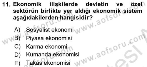 Türkiye´nin Toplumsal Yapısı Dersi Ara Sınavı Deneme Sınav Soruları 11. Soru