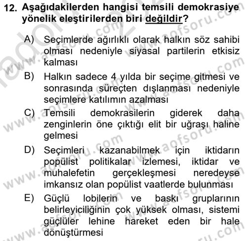 Türkiye´nin Toplumsal Yapısı Dersi 2021 - 2022 Yılı (Vize) Ara Sınav Soruları 12. Soru
