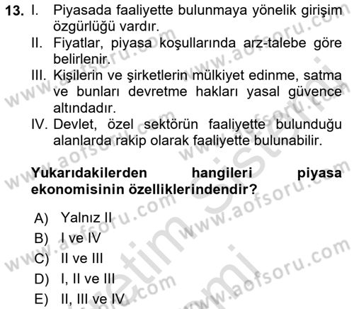 Türkiye´nin Toplumsal Yapısı Dersi 2021 - 2022 Yılı (Vize) Ara Sınav Soruları 13. Soru