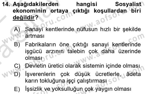 Türkiye´nin Toplumsal Yapısı Dersi Ara Sınavı Deneme Sınav Soruları 14. Soru