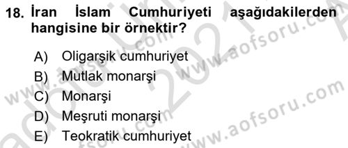 Türkiye´nin Toplumsal Yapısı Dersi Ara Sınavı Deneme Sınav Soruları 18. Soru