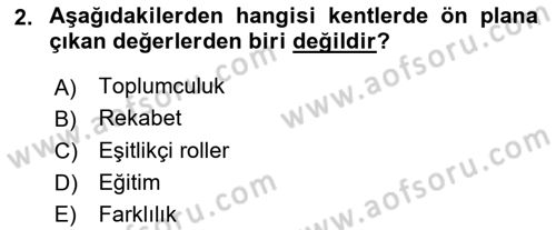 Türkiye´nin Toplumsal Yapısı Dersi Ara Sınavı Deneme Sınav Soruları 2. Soru