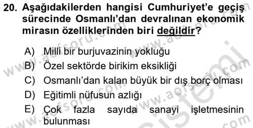 Türkiye´nin Toplumsal Yapısı Dersi 2021 - 2022 Yılı (Vize) Ara Sınav Soruları 20. Soru