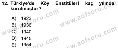 Türkiye´nin Toplumsal Yapısı Dersi 2021 - 2022 Yılı (Final) Dönem Sonu Sınav Soruları 12. Soru