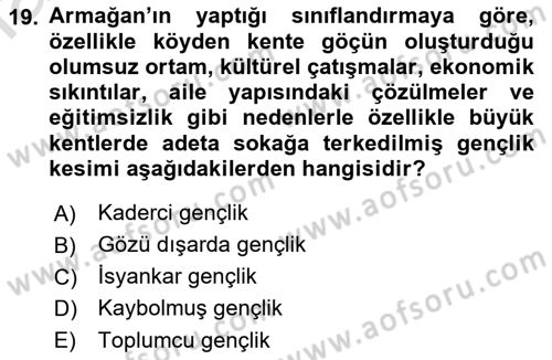 Türkiye´nin Toplumsal Yapısı Dersi 2021 - 2022 Yılı (Final) Dönem Sonu Sınav Soruları 19. Soru