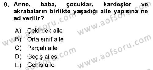 Türkiye´nin Toplumsal Yapısı Dersi 2021 - 2022 Yılı (Final) Dönem Sonu Sınav Soruları 9. Soru