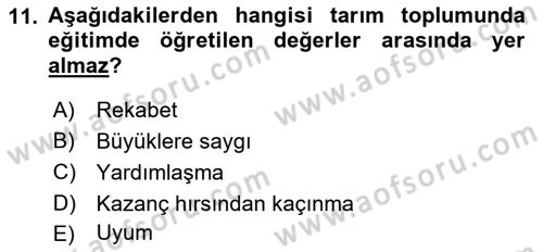 Türkiye´nin Toplumsal Yapısı Dersi 2021 - 2022 Yılı Yaz Okulu Sınav Soruları 11. Soru