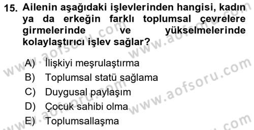 Türkiye´nin Toplumsal Yapısı Dersi 2021 - 2022 Yılı Yaz Okulu Sınav Soruları 15. Soru