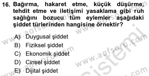 Türkiye´nin Toplumsal Yapısı Dersi 2021 - 2022 Yılı Yaz Okulu Sınav Soruları 16. Soru