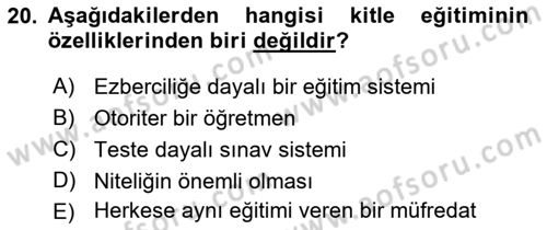 Türkiye´nin Toplumsal Yapısı Dersi 2021 - 2022 Yılı Yaz Okulu Sınav Soruları 20. Soru