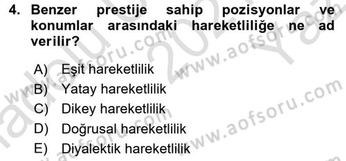 Türkiye´nin Toplumsal Yapısı Dersi 2021 - 2022 Yılı Yaz Okulu Sınav Soruları 4. Soru