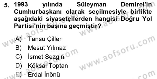 Türkiye´nin Toplumsal Yapısı Dersi 2021 - 2022 Yılı Yaz Okulu Sınavı 5. Soru