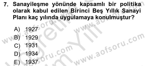 Türkiye´nin Toplumsal Yapısı Dersi 2021 - 2022 Yılı Yaz Okulu Sınav Soruları 7. Soru
