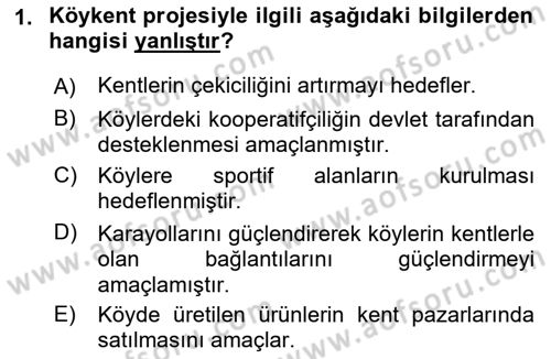 Türkiye´nin Toplumsal Yapısı Dersi 2022 - 2023 Yılı (Vize) Ara Sınav Soruları 1. Soru