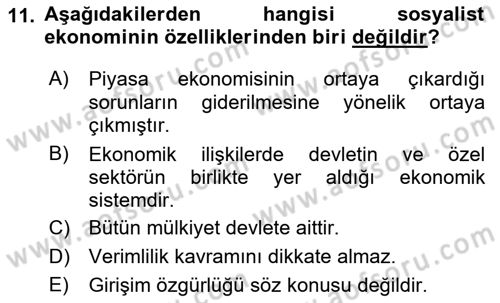 Türkiye´nin Toplumsal Yapısı Dersi Ara Sınavı Deneme Sınav Soruları 11. Soru