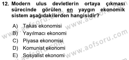 Türkiye´nin Toplumsal Yapısı Dersi 2022 - 2023 Yılı (Vize) Ara Sınav Soruları 12. Soru