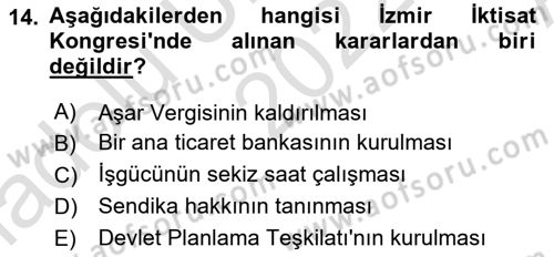 Türkiye´nin Toplumsal Yapısı Dersi 2022 - 2023 Yılı (Vize) Ara Sınav Soruları 14. Soru