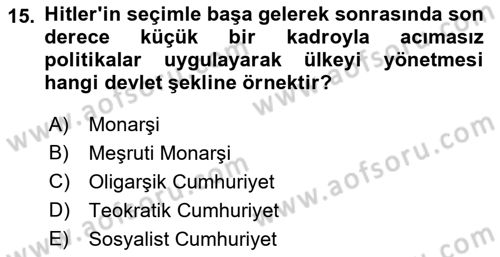 Türkiye´nin Toplumsal Yapısı Dersi Ara Sınavı Deneme Sınav Soruları 15. Soru