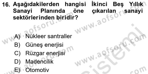 Türkiye´nin Toplumsal Yapısı Dersi Ara Sınavı Deneme Sınav Soruları 16. Soru