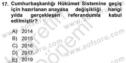 Türkiye´nin Toplumsal Yapısı Dersi Ara Sınavı Deneme Sınav Soruları 17. Soru